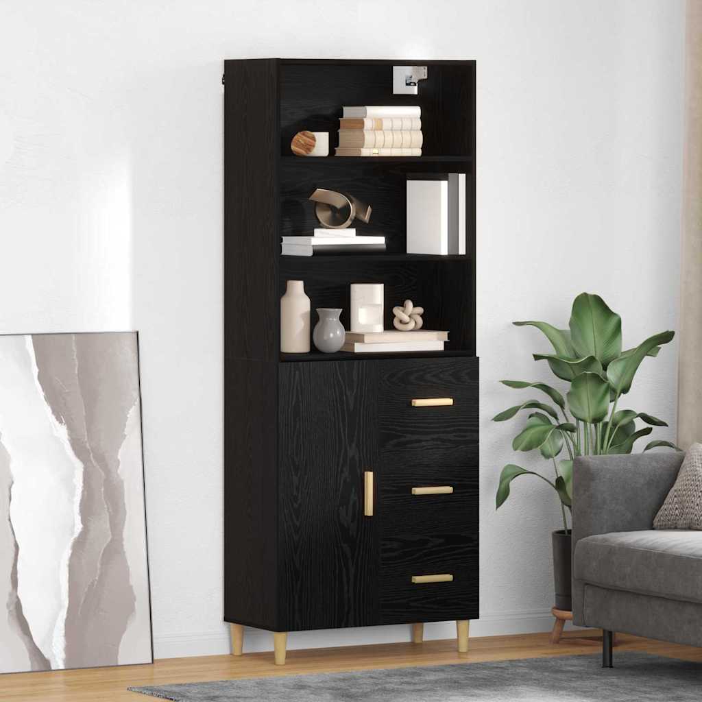 Aparador alto con cajón Madera envejecida 69,5 x 32,5 x 180 cm
