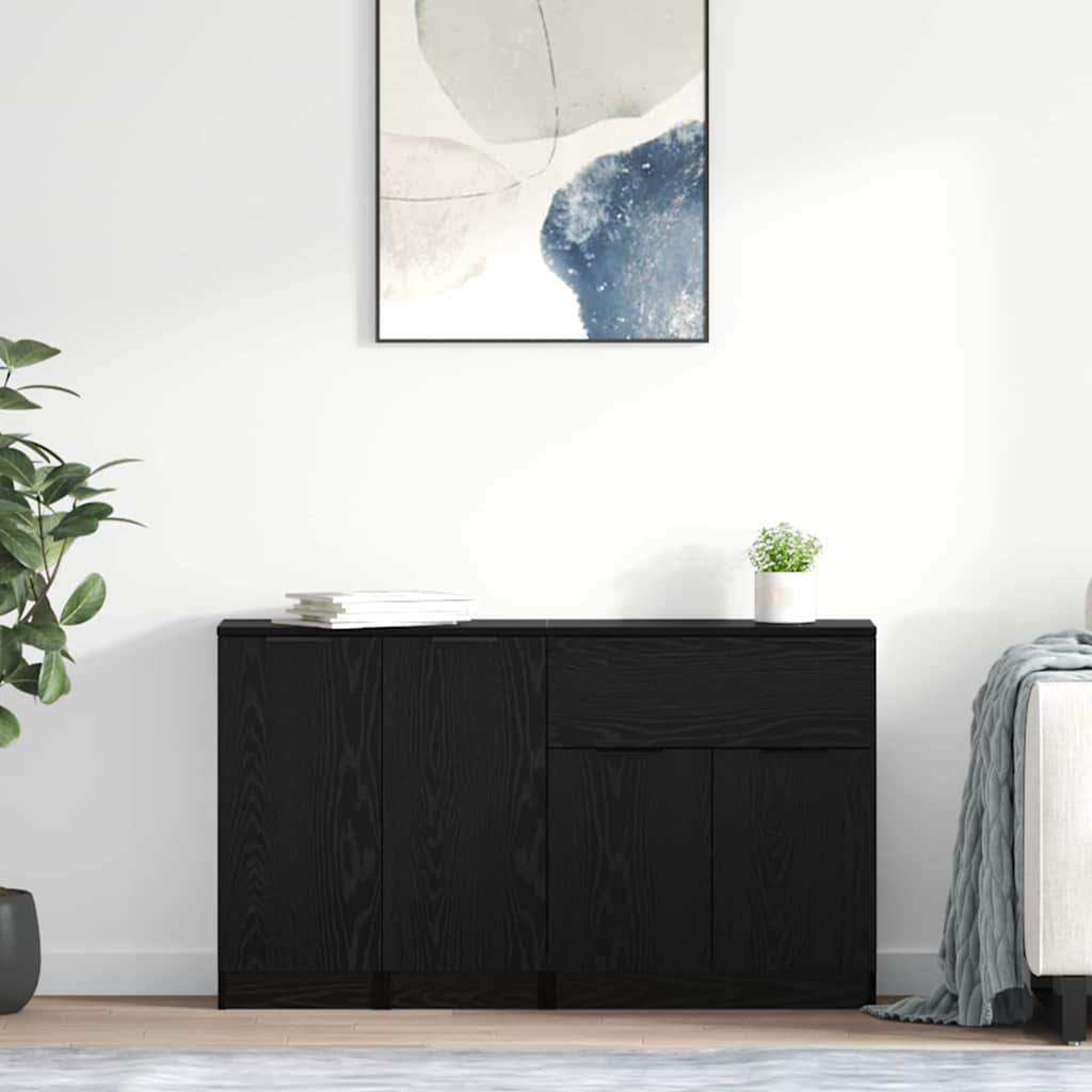 Aparador con cajón 3 pcs Madera envejecida Madera de ingeniería