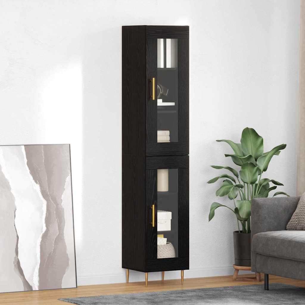 Aparador alto 2 pcs Madera envejecida Cristal