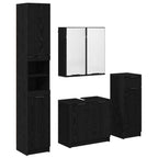 Juego de muebles de baño 4 pcs Roble Negro Madera de ingeniería