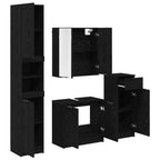 Juego de muebles de baño 4 pcs Roble Negro Madera de ingeniería