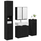 Juego de muebles de baño 4 pcs Roble Negro Madera de ingeniería