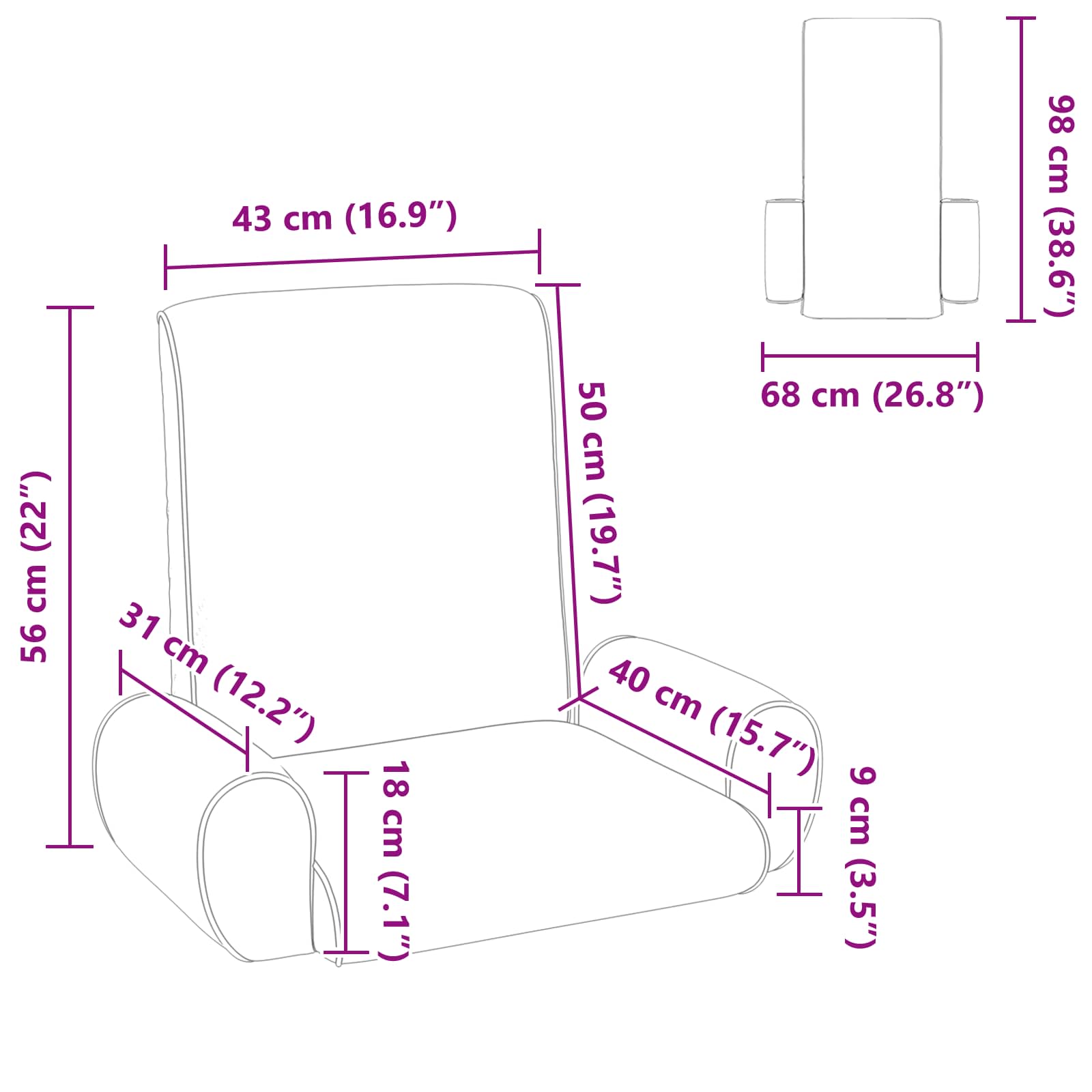 Sillón ajustable Arena Terciopelo granuloso