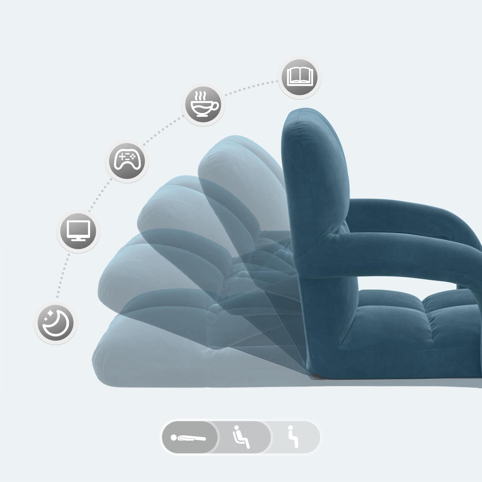Sillón ajustable Azul Terciopelo