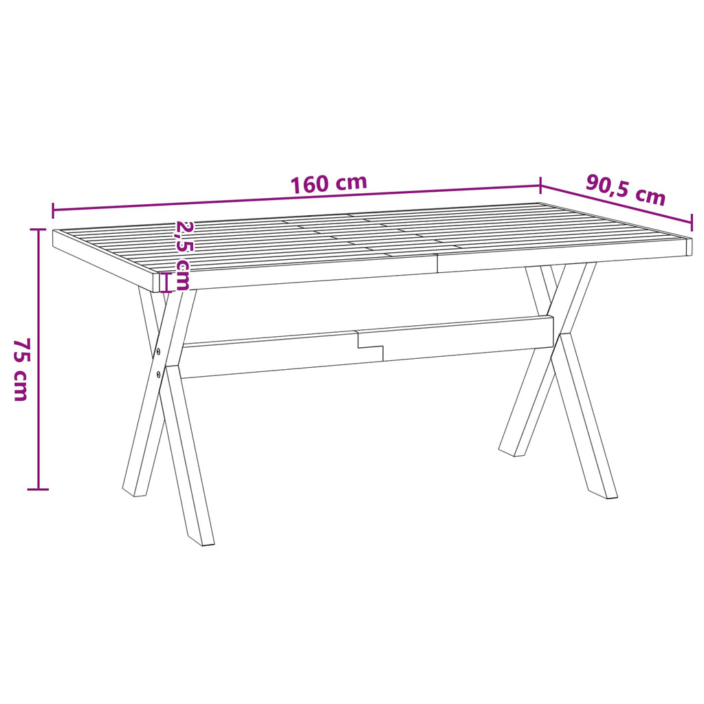 Mesa de Comedor NOAIN 160 cm Madera de Pino Maciza Negro