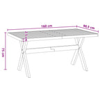 Mesa de Comedor NOAIN 160 cm Madera de Pino Maciza Negro