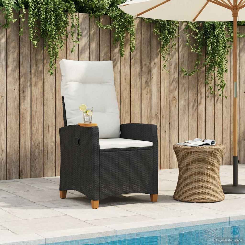 Silla reclinable con bandeja para té con cojín 62 x 64 x 112 cm