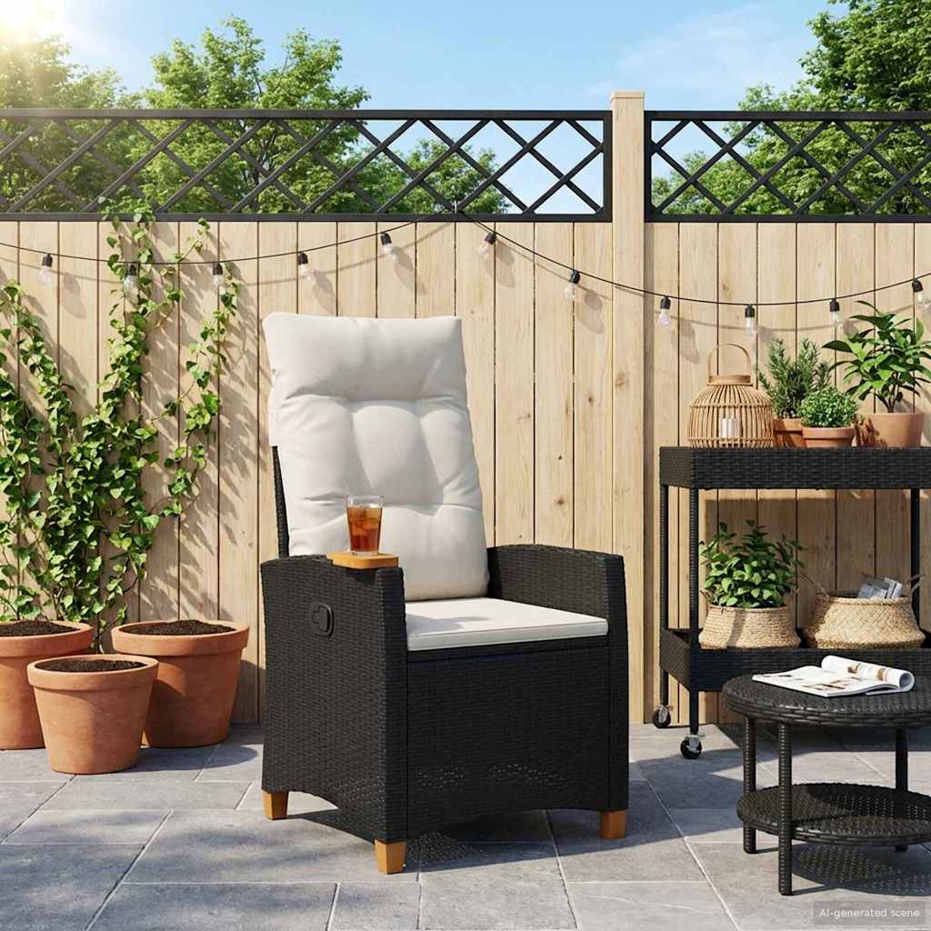 Silla reclinable con bandeja para té con cojín 62 x 64 x 112 cm