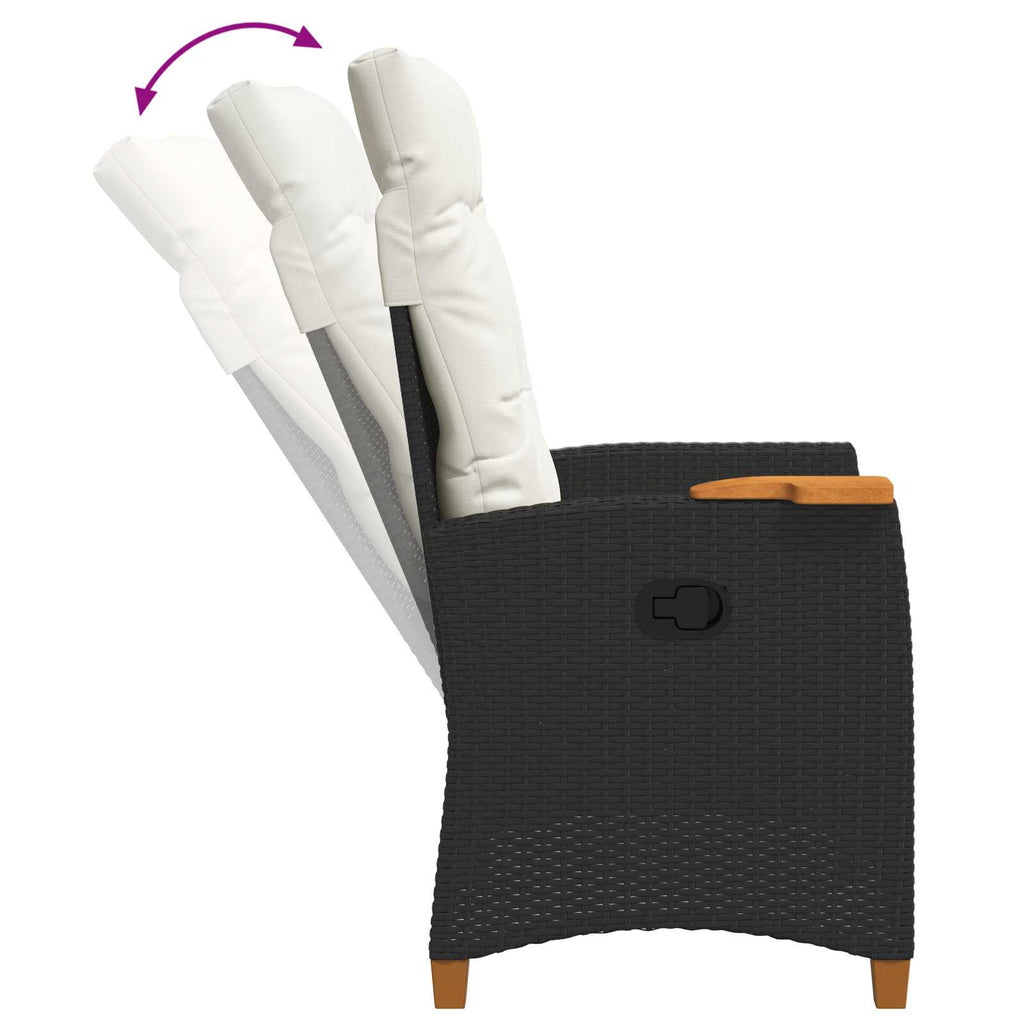 Silla reclinable con bandeja para té con cojín 62 x 64 x 112 cm