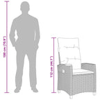 Silla reclinable con bandeja para té con cojín 62 x 64 x 112 cm