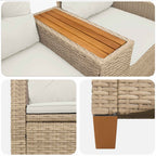Banco reclinable con mesa Beige y crema 126 x 65 x 112 cm