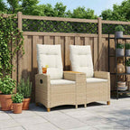 Banco reclinable con mesa Beige y crema 126 x 65 x 112 cm