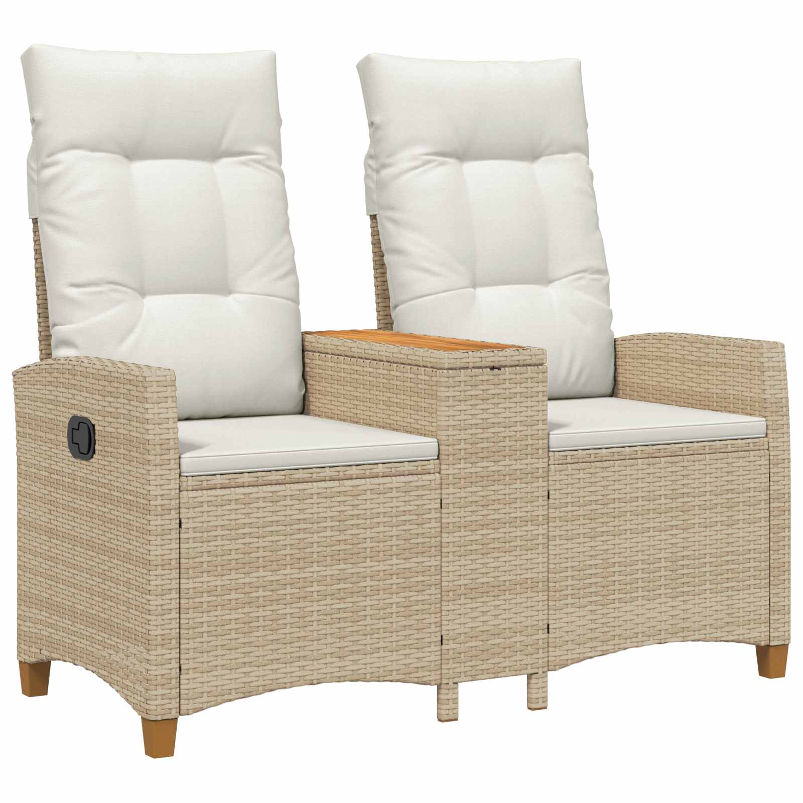 Banco reclinable con mesa Beige y crema 126 x 65 x 112 cm