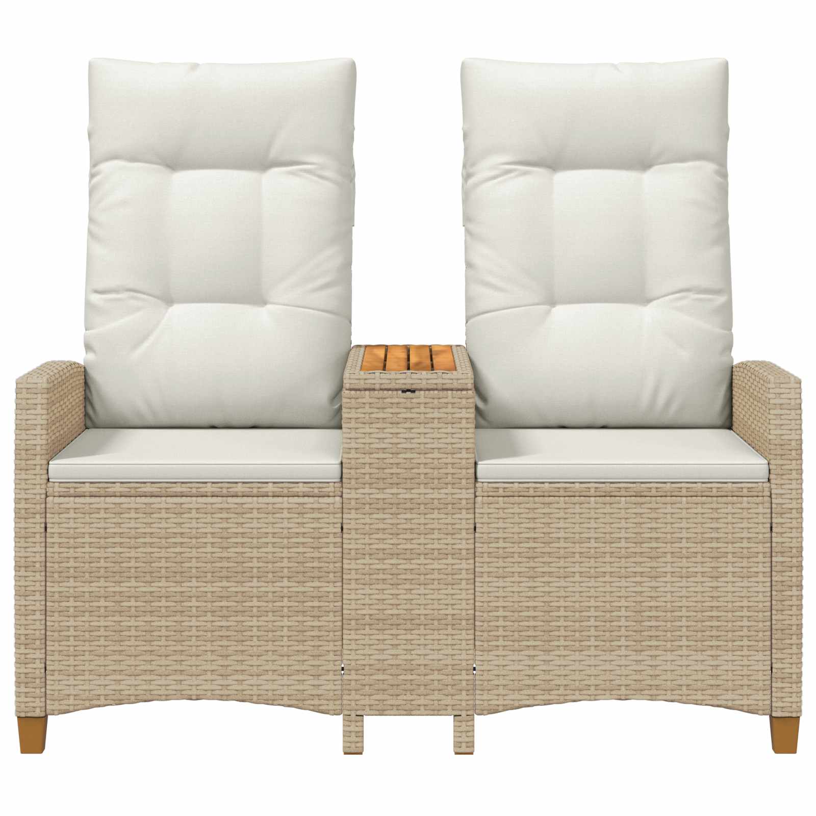 Banco reclinable con mesa Beige y crema 126 x 65 x 112 cm