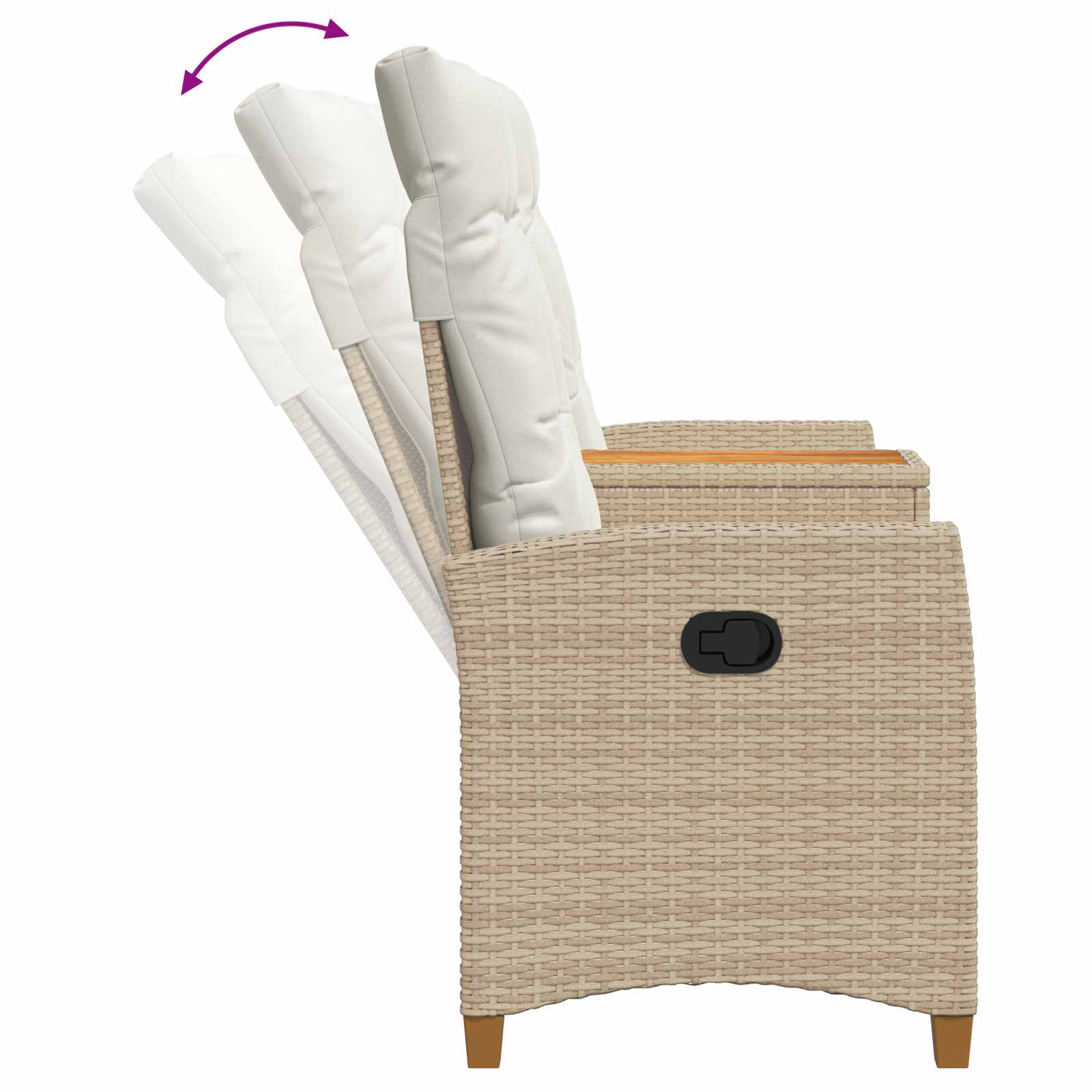 Banco reclinable con mesa Beige y crema 126 x 65 x 112 cm