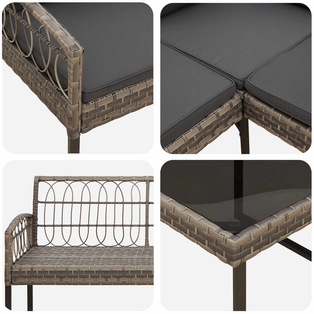 Conjunto de sofás de jardín 2 pcs Gris Ratán sintético y acero