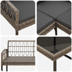 Conjunto de sofás de jardín 2 pcs Gris Ratán sintético y acero