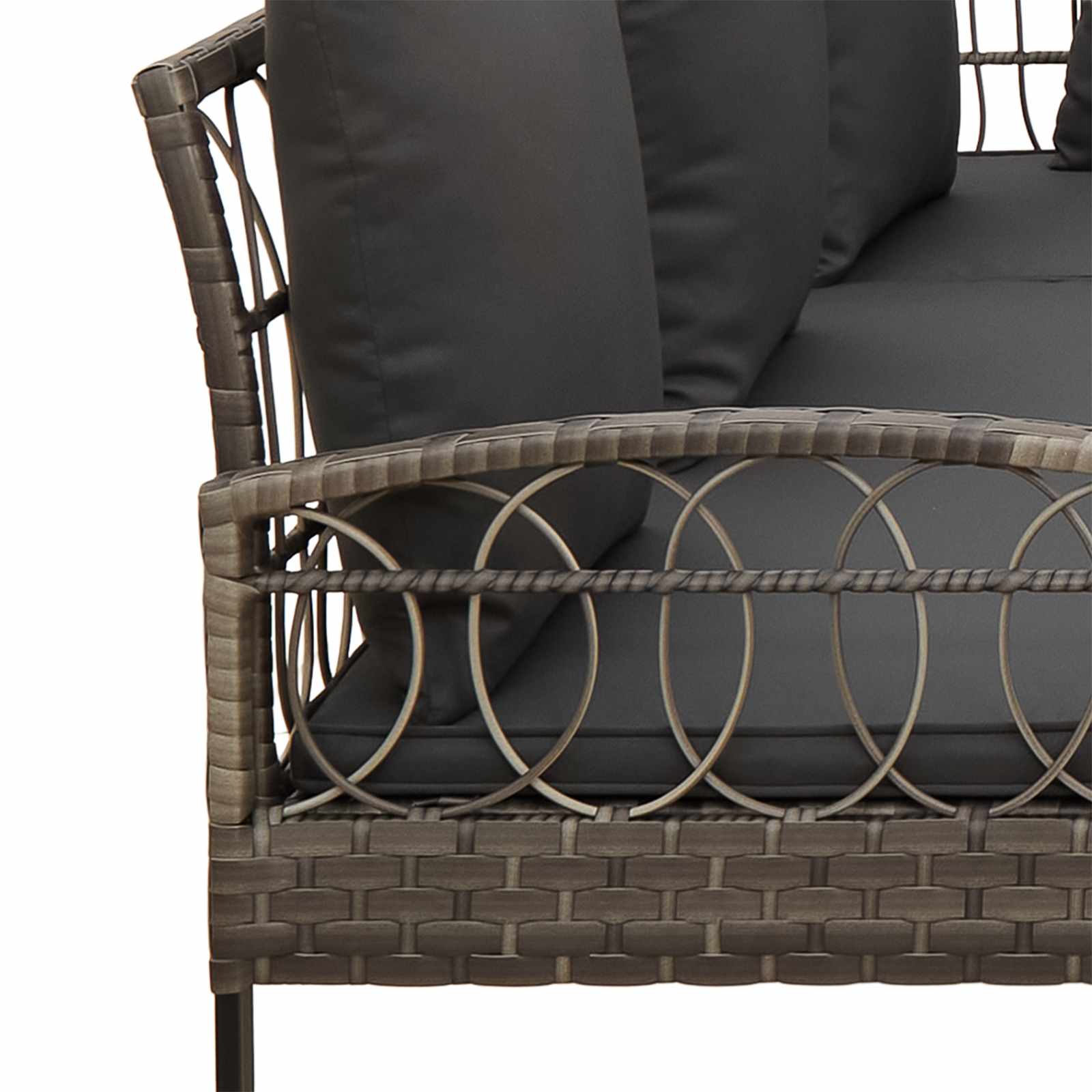 Conjunto de sofás de jardín 2 pcs Gris Ratán sintético y acero