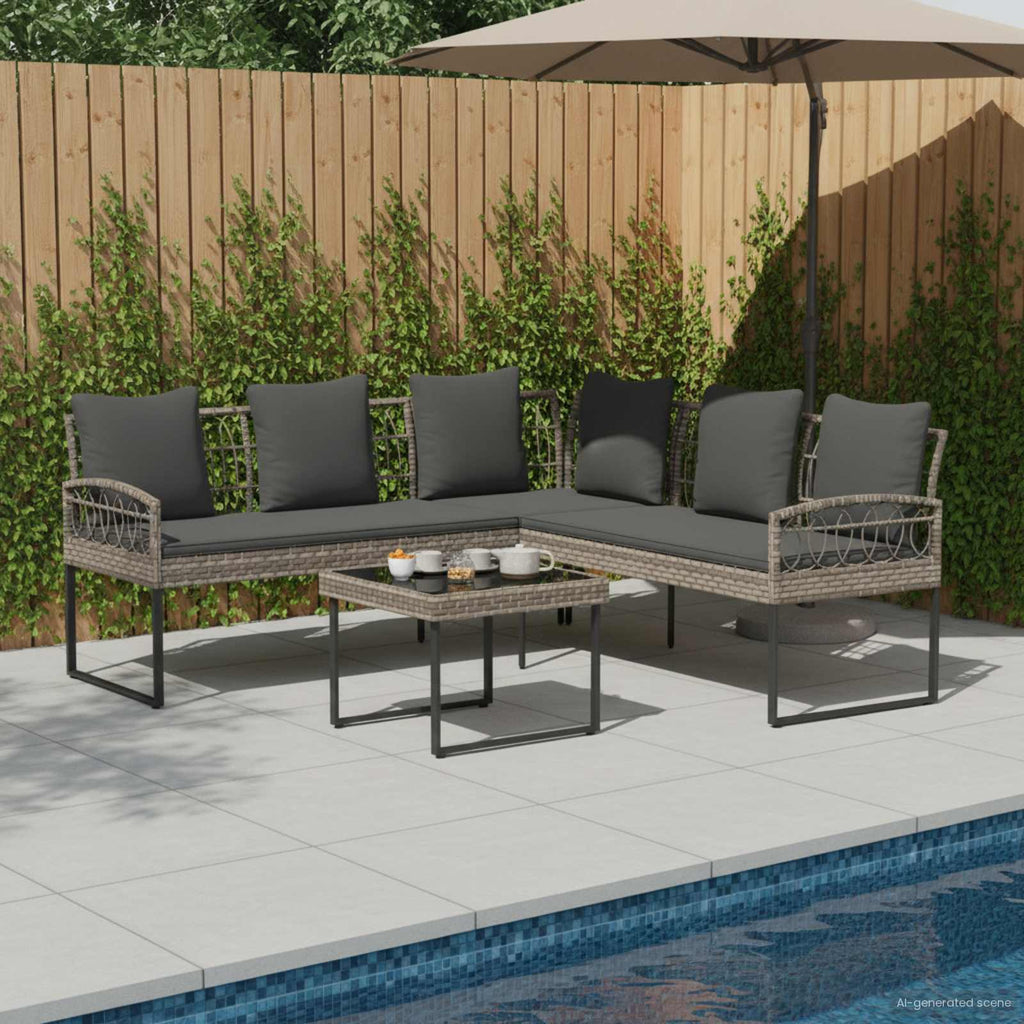 Conjunto de sofás de jardín 2 pcs Gris Ratán sintético y acero