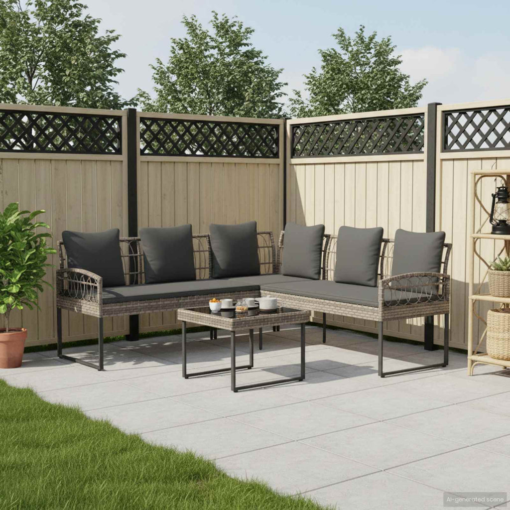 Conjunto de sofás de jardín 2 pcs Gris Ratán sintético y acero