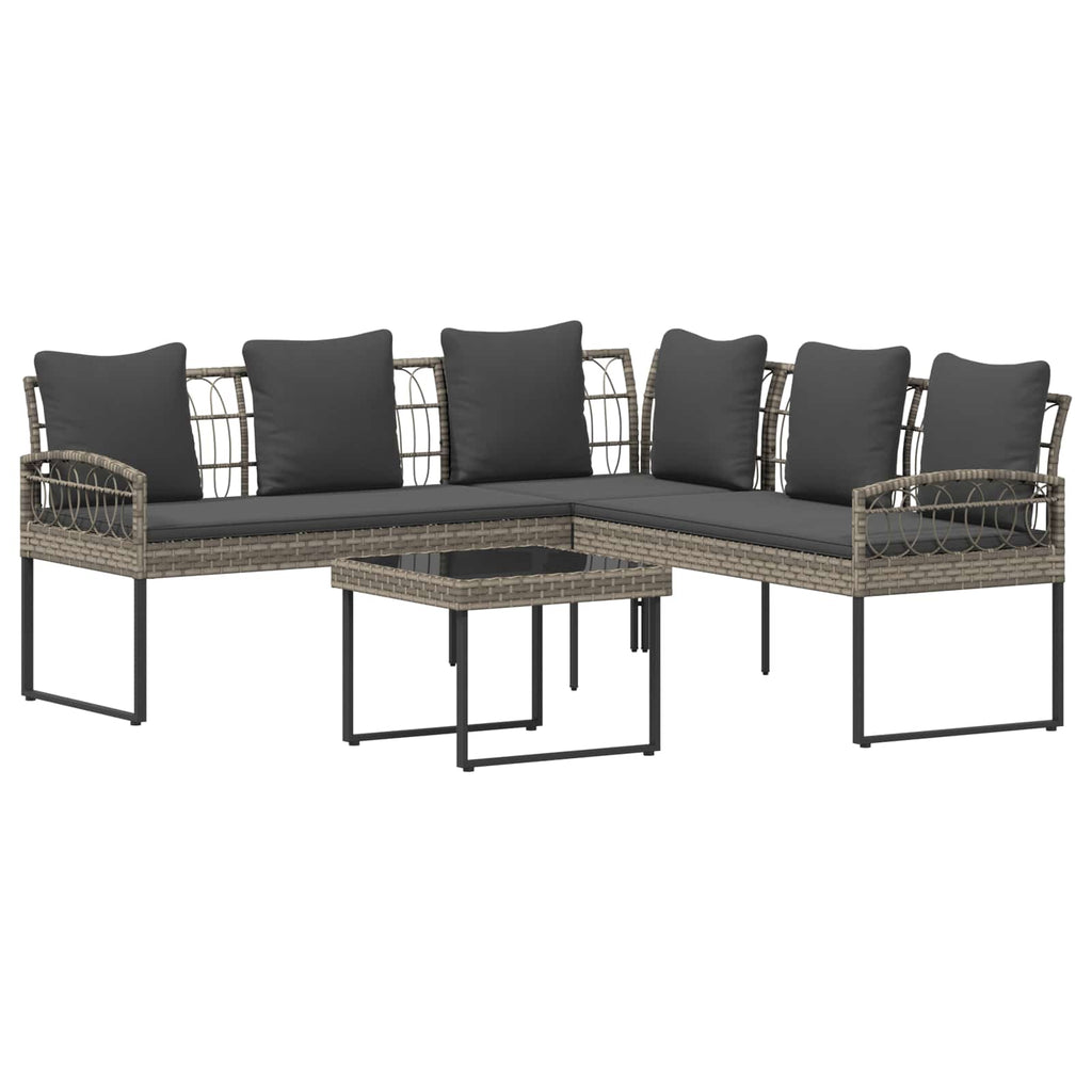 Conjunto de sofás de jardín 2 pcs Gris Ratán sintético y acero
