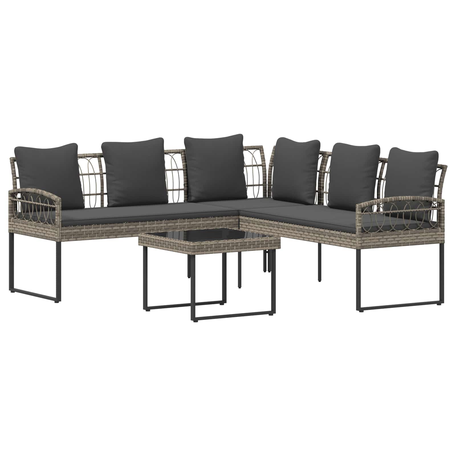 Conjunto de sofás de jardín 2 pcs Gris Ratán sintético y acero