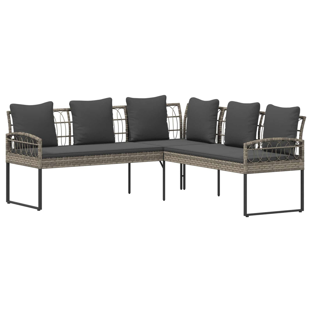 Conjunto de sofás de jardín 2 pcs Gris Ratán sintético y acero