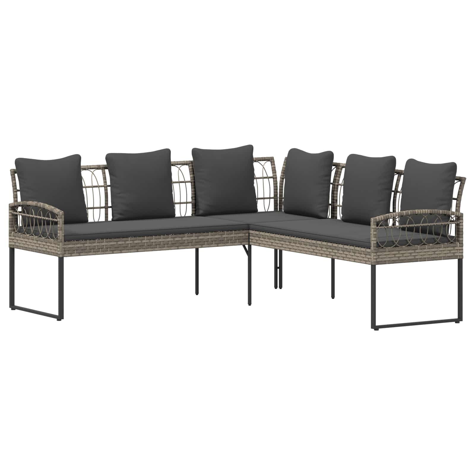 Conjunto de sofás de jardín 2 pcs Gris Ratán sintético y acero