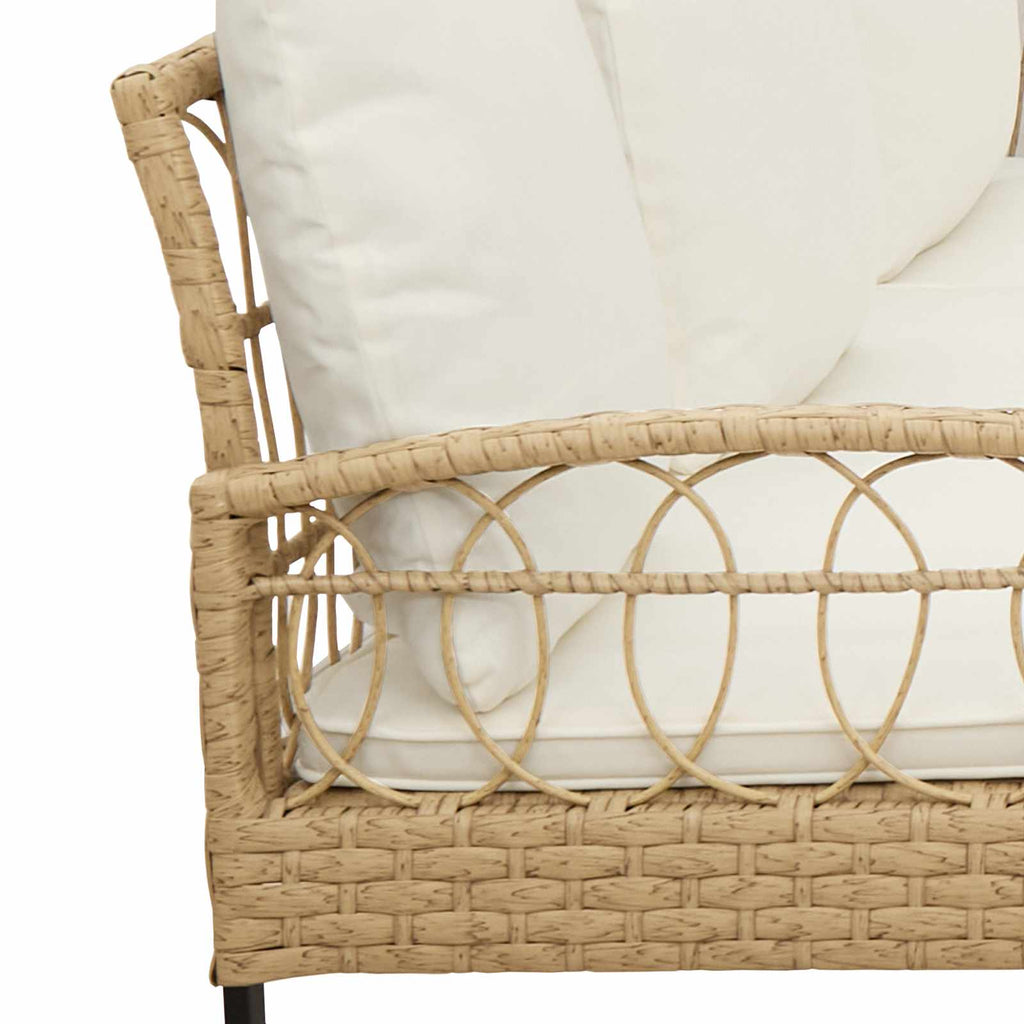 Conjunto de sofás de jardín con cojín 2 pcs Natural