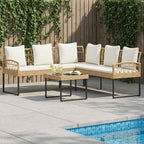 Conjunto de sofás de jardín con cojín 2 pcs Natural