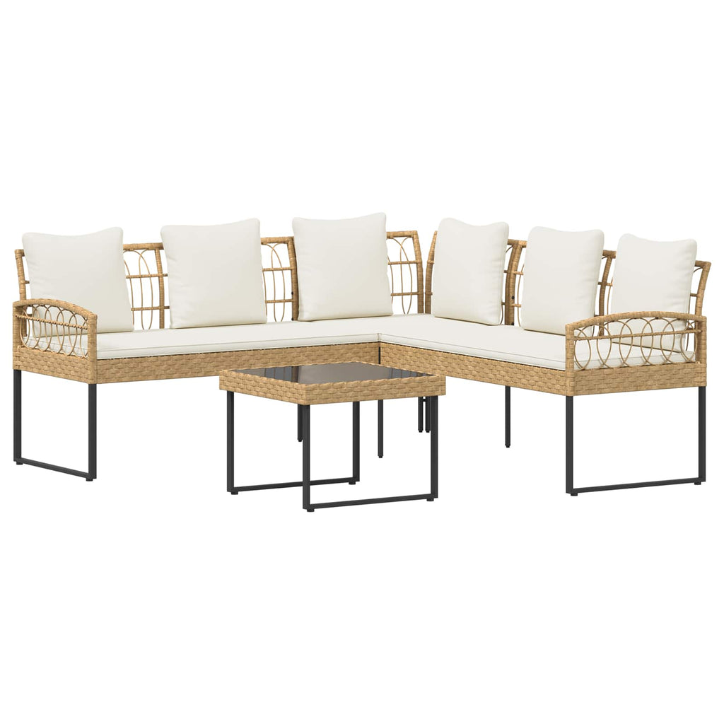 Conjunto de sofás de jardín con cojín 2 pcs Natural
