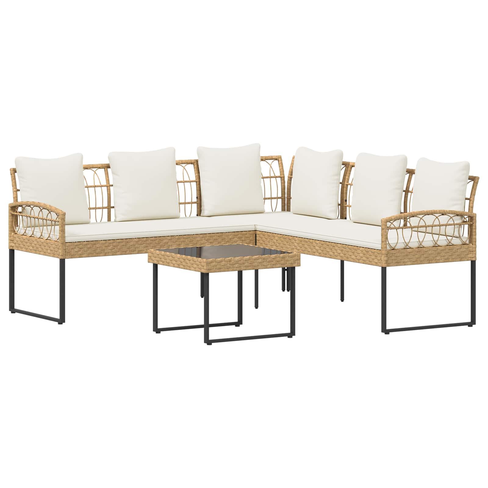 Conjunto de sofás de jardín con cojín 2 pcs Natural