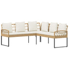 Conjunto de sofás de jardín con cojín 2 pcs Natural