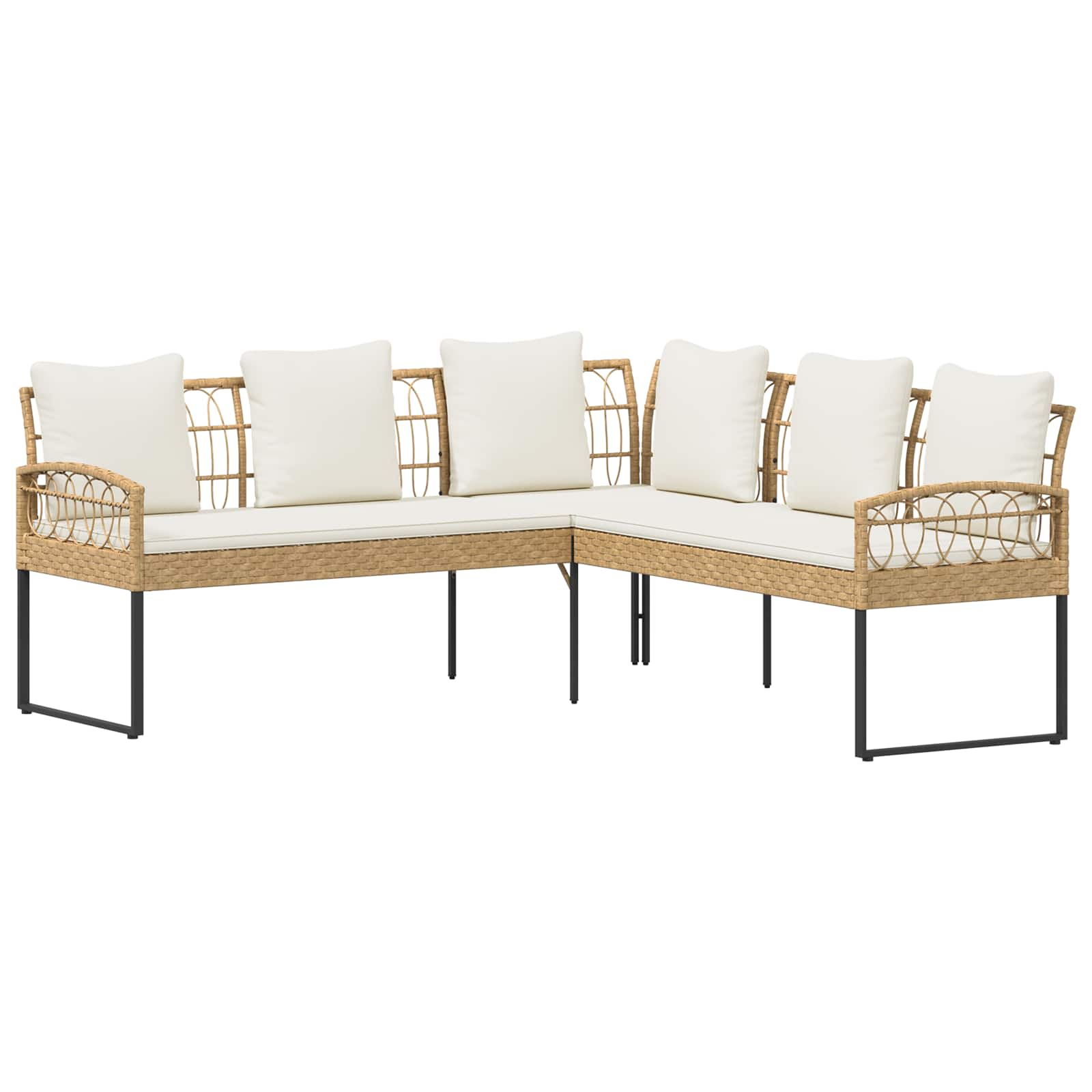 Conjunto de sofás de jardín con cojín 2 pcs Natural