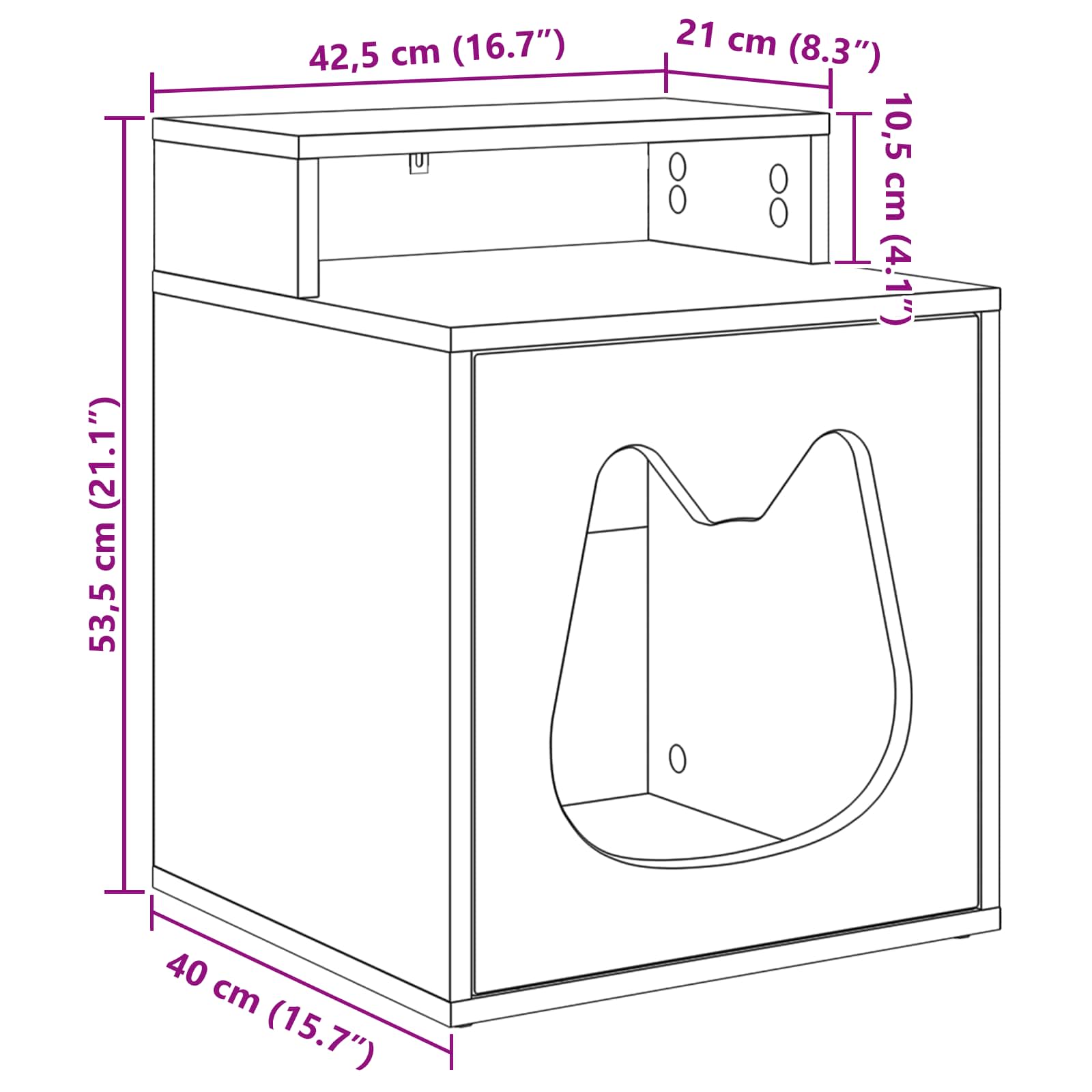 Casa para Gatos 42,5 x 40 x 53,5 cm Madera de ingeniería