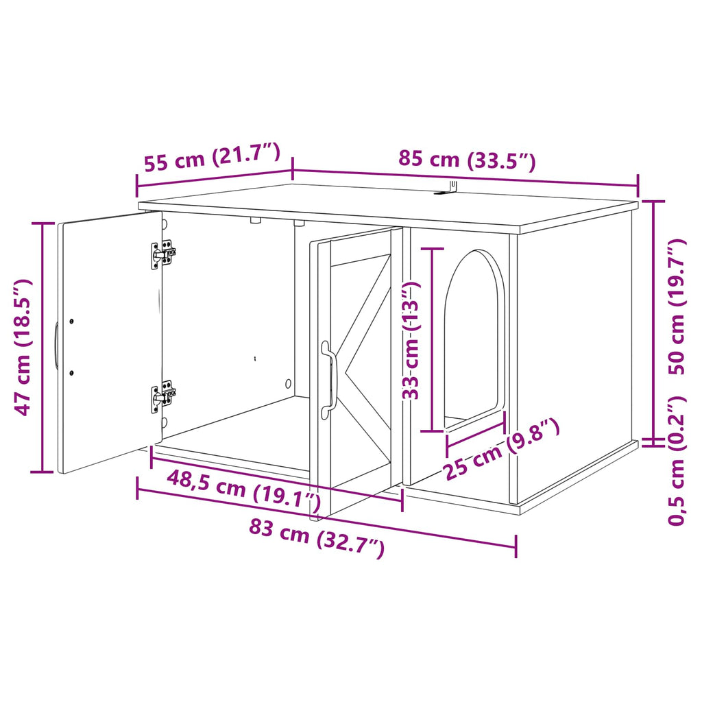 Casa para Gatos 85 x 55 x 50 cm Madera de ingeniería