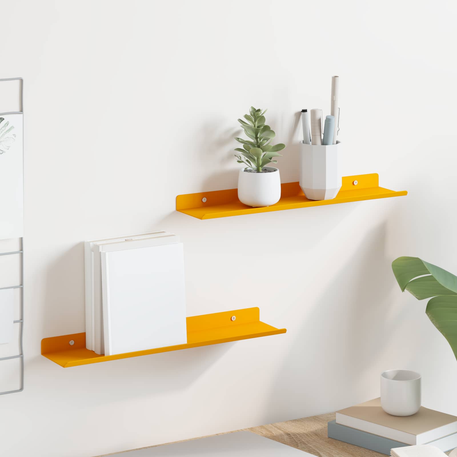 Estante flotante 2 pcs 100 x 18 x 2,5 cm Acero