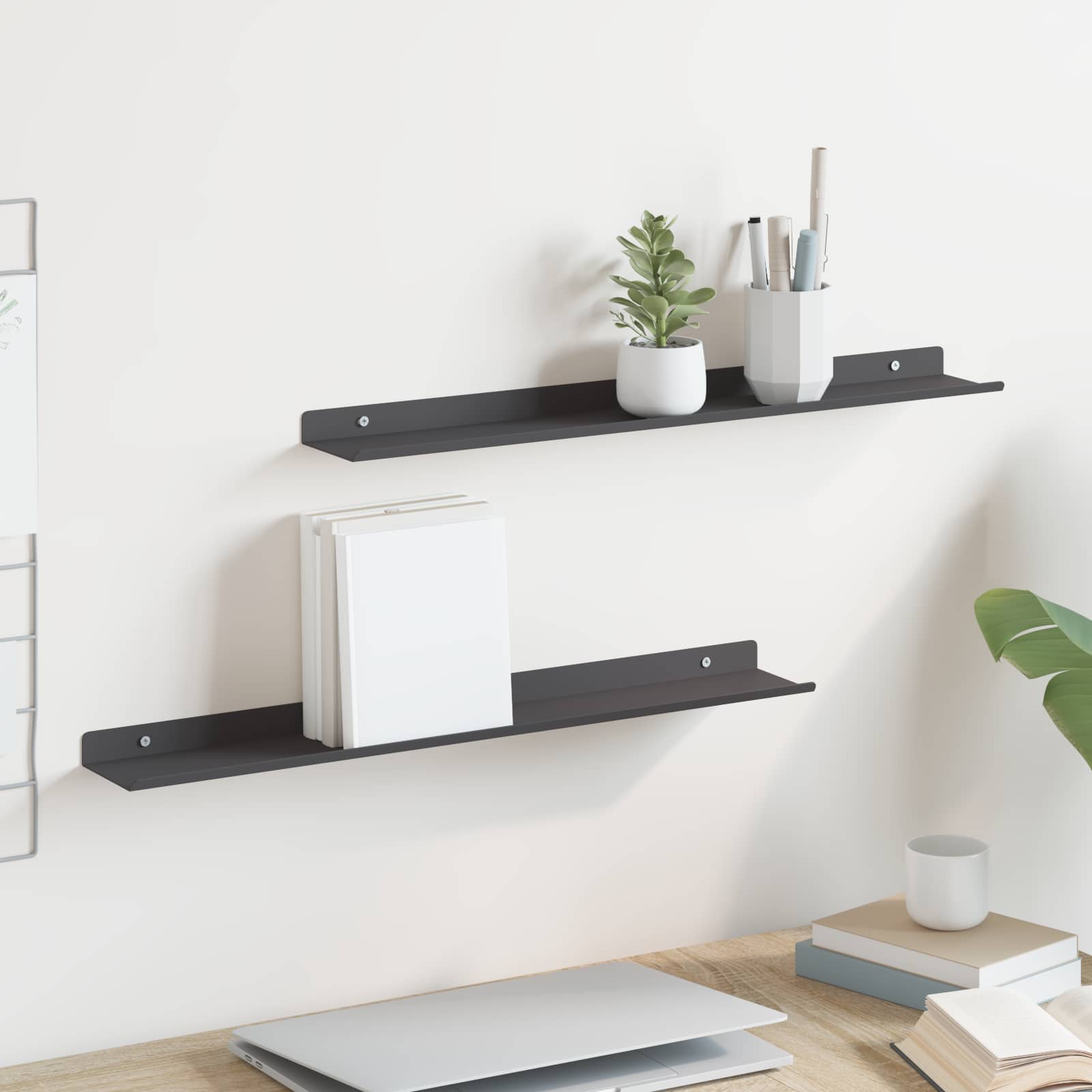 Estante flotante 2 pcs 100 x 18 x 2,5 cm Acero