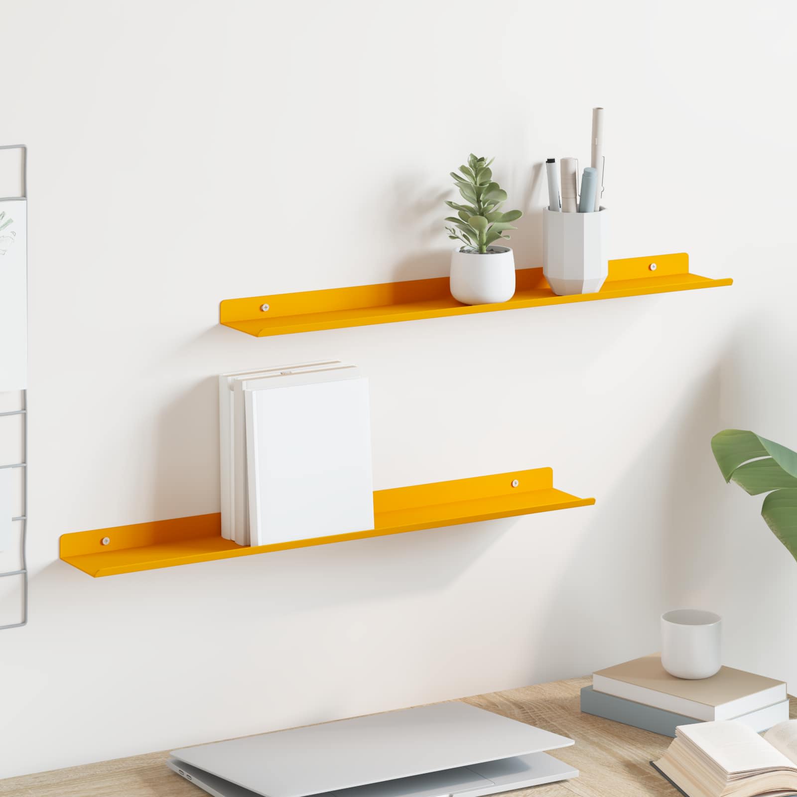 Estante flotante 2 pcs 100 x 18 x 2,5 cm Acero