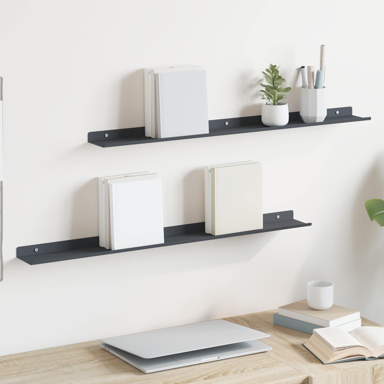 Estante flotante 2 pcs 100 x 18 x 2,5 cm Acero