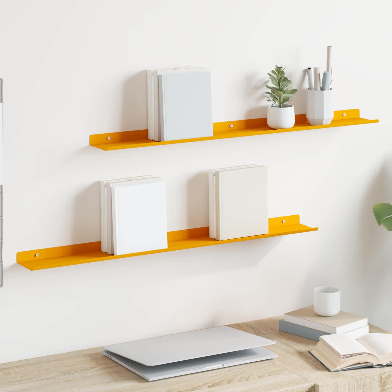 Estante flotante 2 pcs 100 x 18 x 2,5 cm Acero
