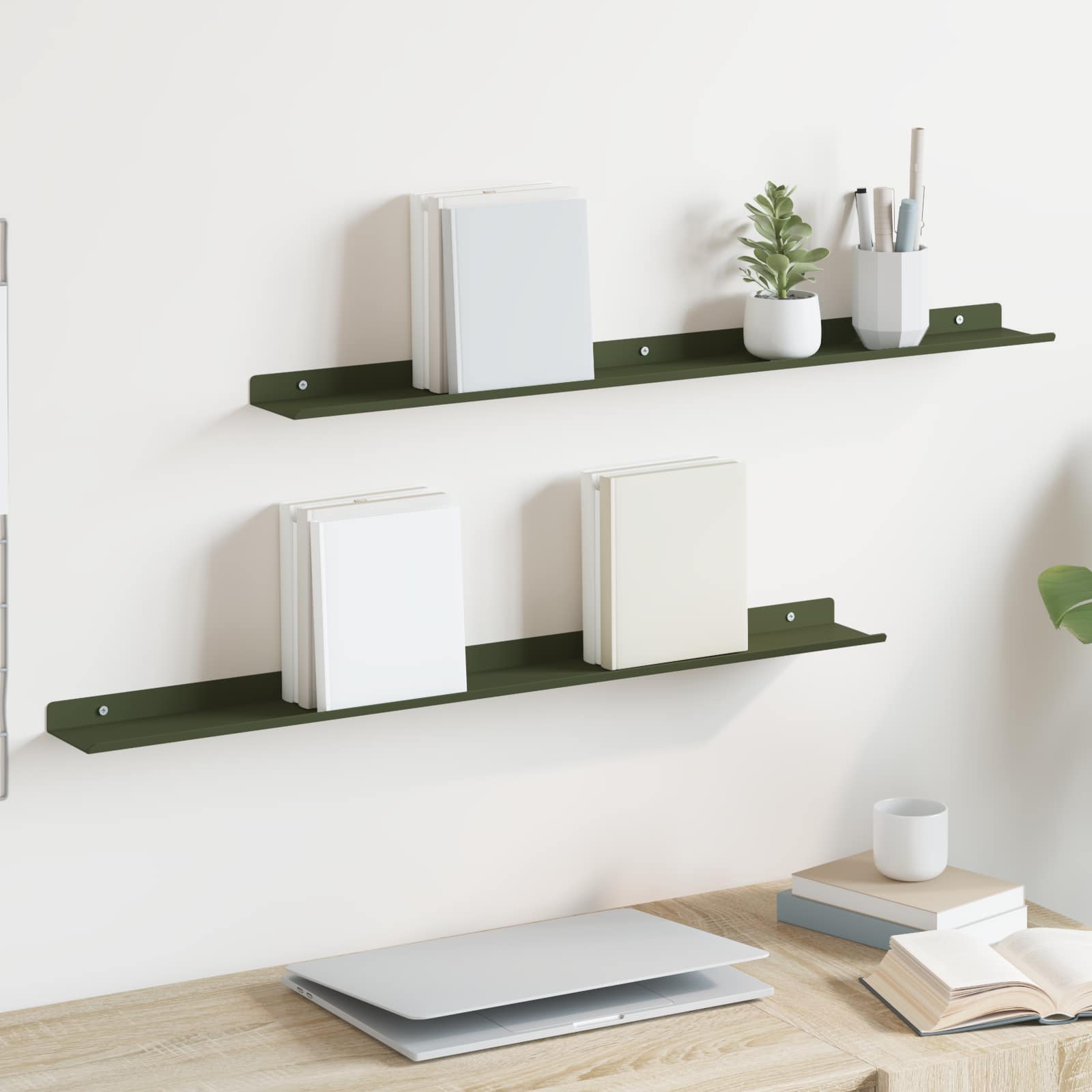 Estante flotante 2 pcs 100 x 18 x 2,5 cm Acero