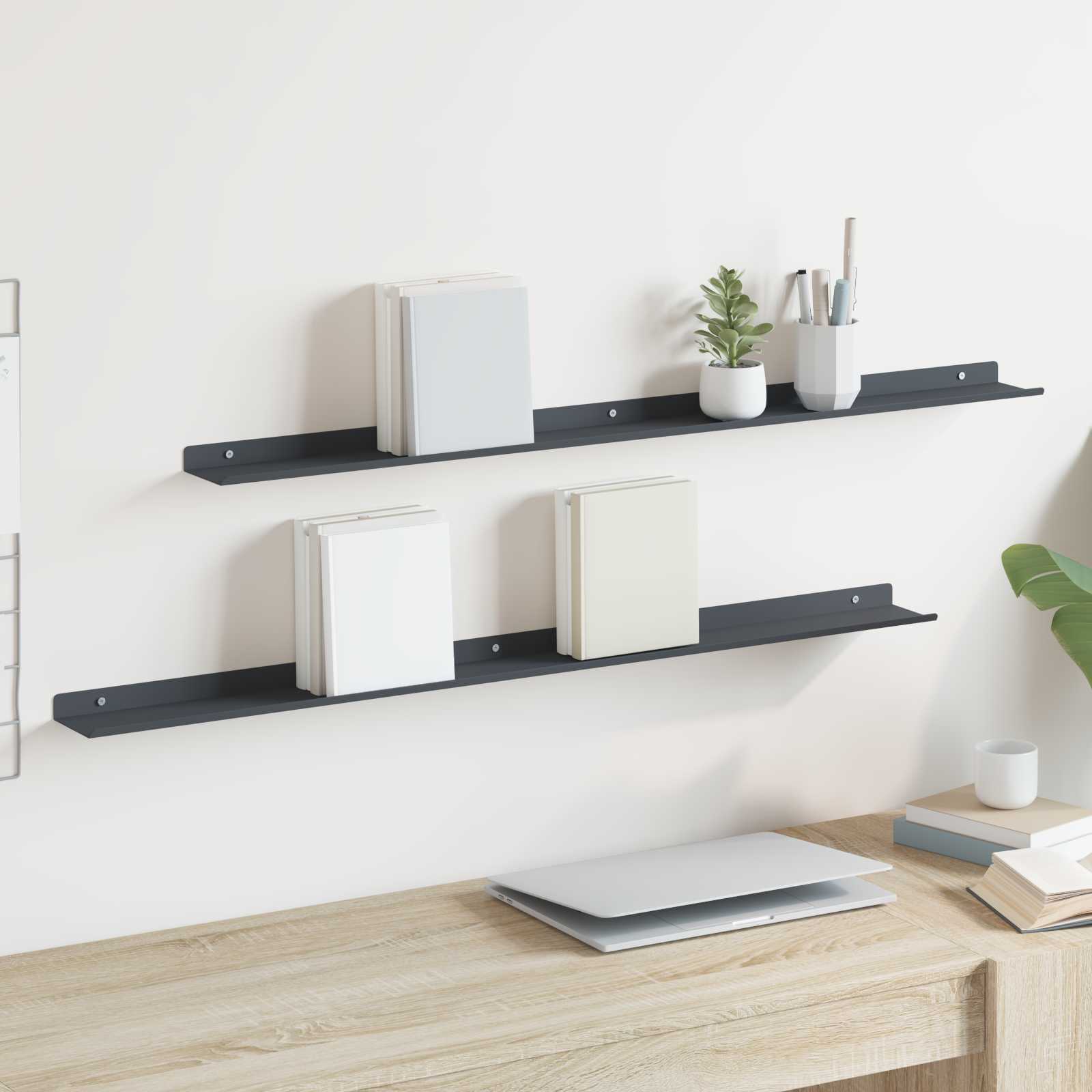 Estante flotante 2 pcs 100 x 18 x 2,5 cm Acero