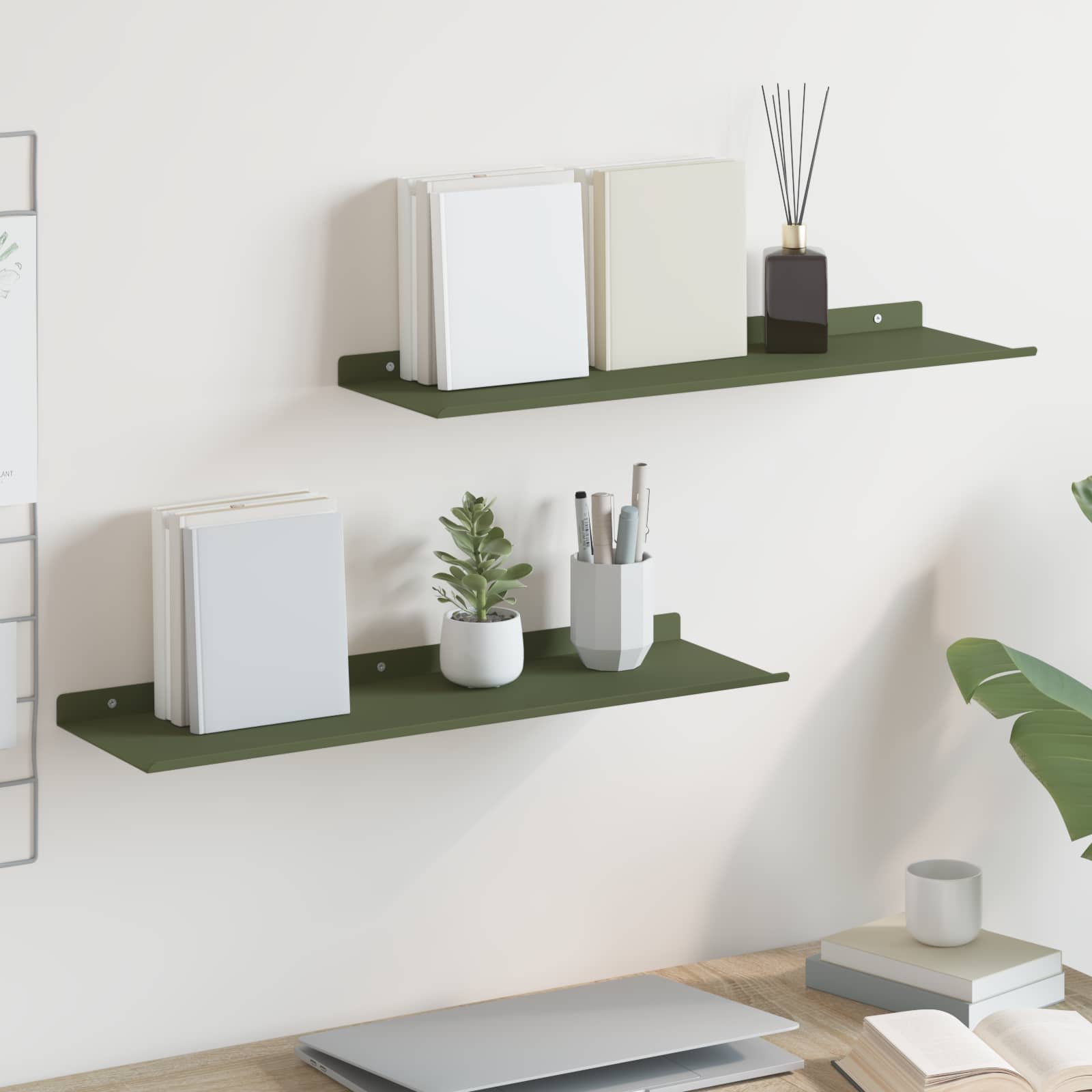 Estante flotante 2 pcs 100 x 18 x 2,5 cm Acero