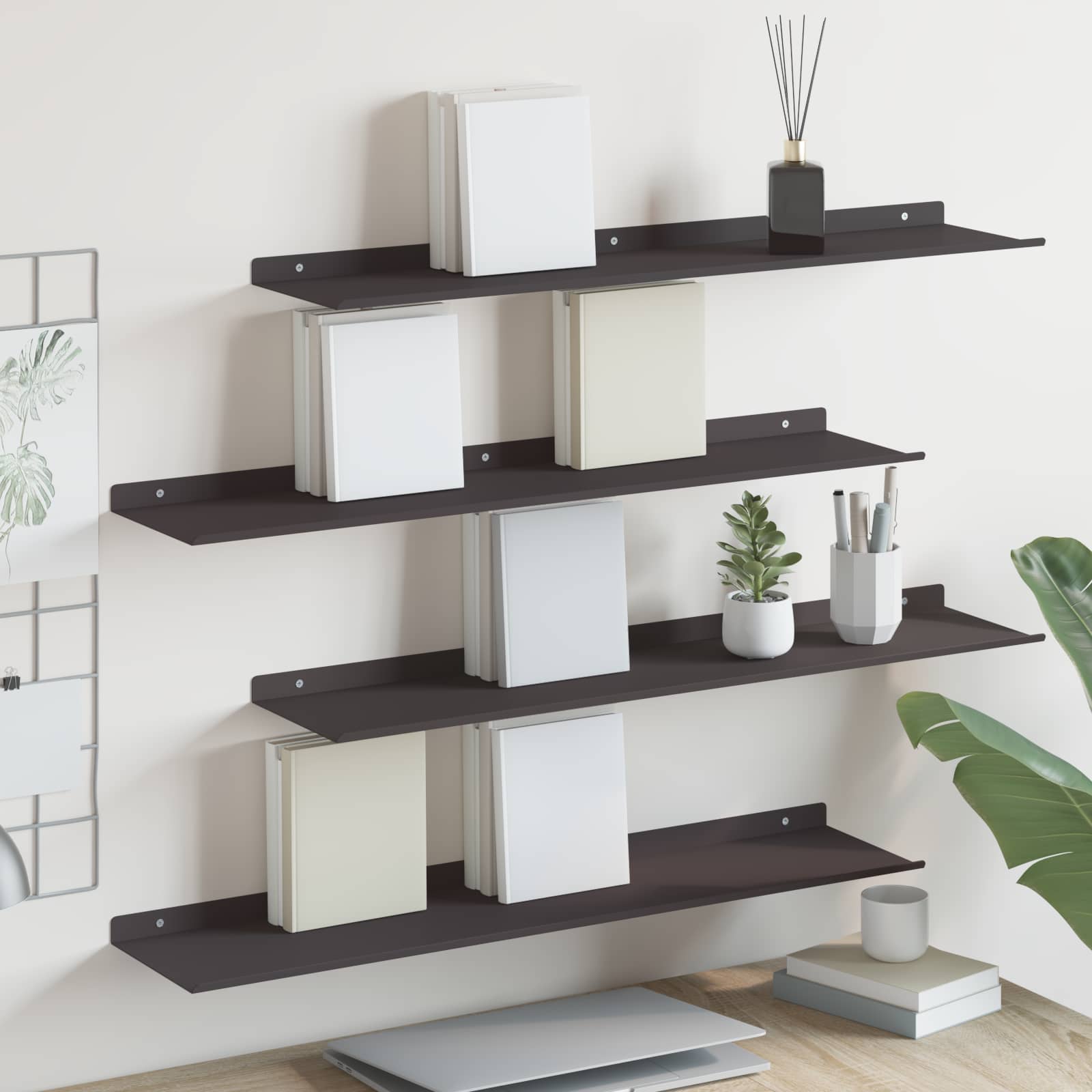 Estante flotante 2 pcs 100 x 18 x 2,5 cm Acero