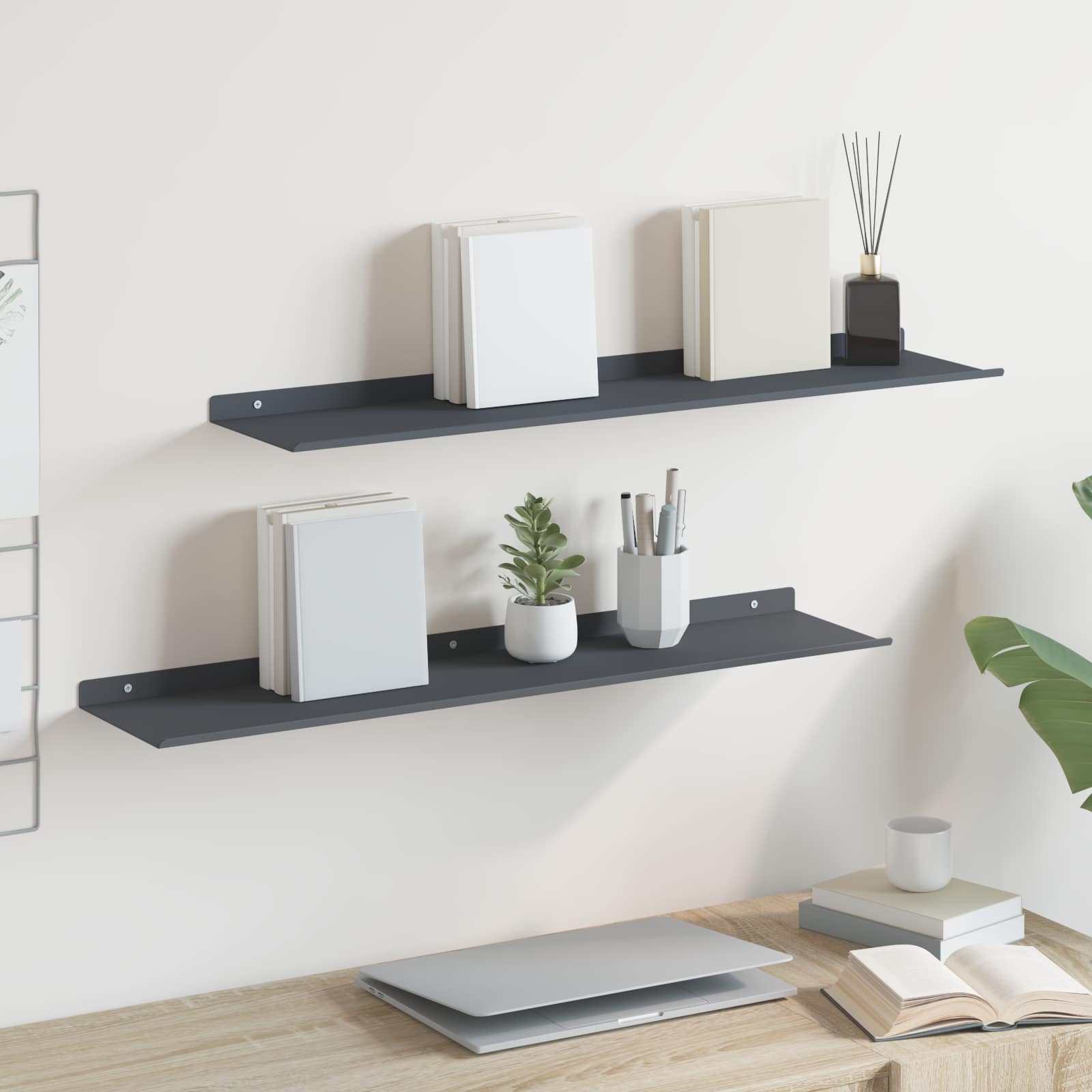 Estante flotante 2 pcs 100 x 18 x 2,5 cm Acero