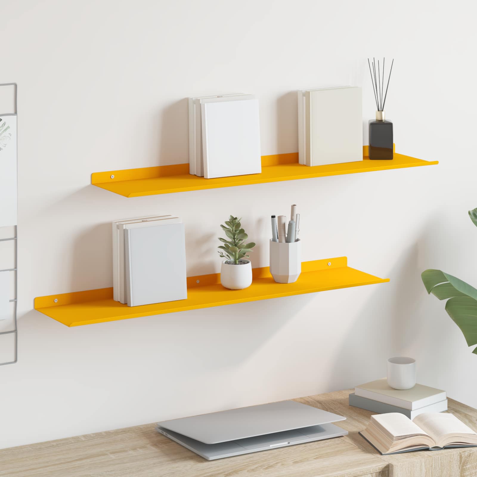 Estante flotante 2 pcs 100 x 18 x 2,5 cm Acero