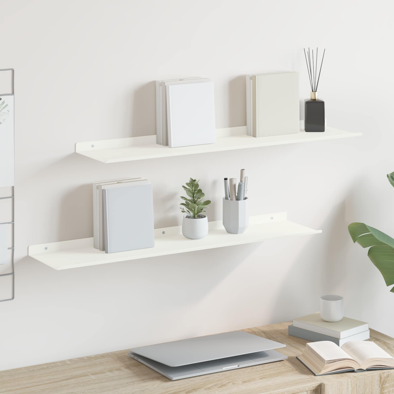 Estante flotante 2 pcs 100 x 18 x 2,5 cm Acero