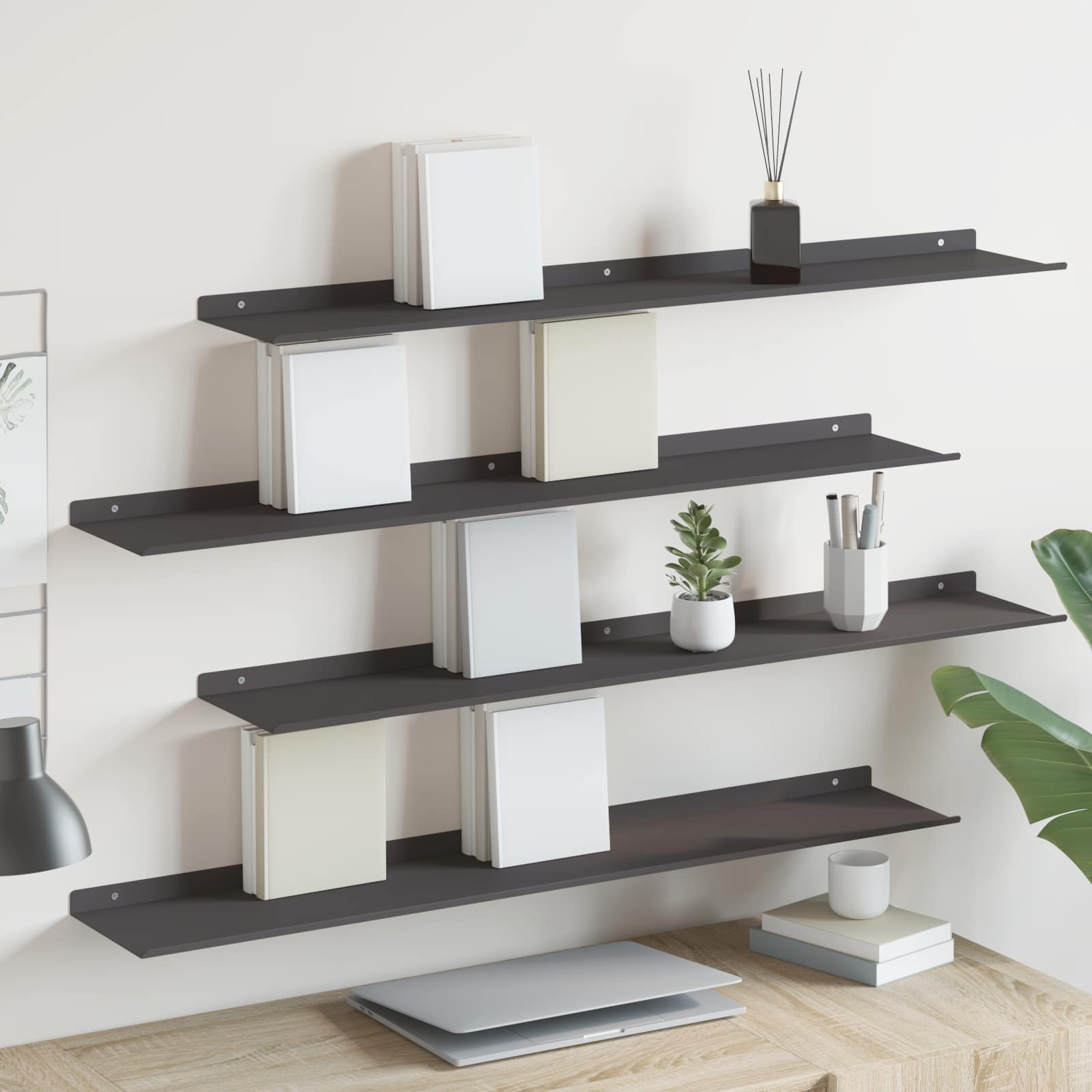 Estante flotante 2 pcs 100 x 18 x 2,5 cm Acero