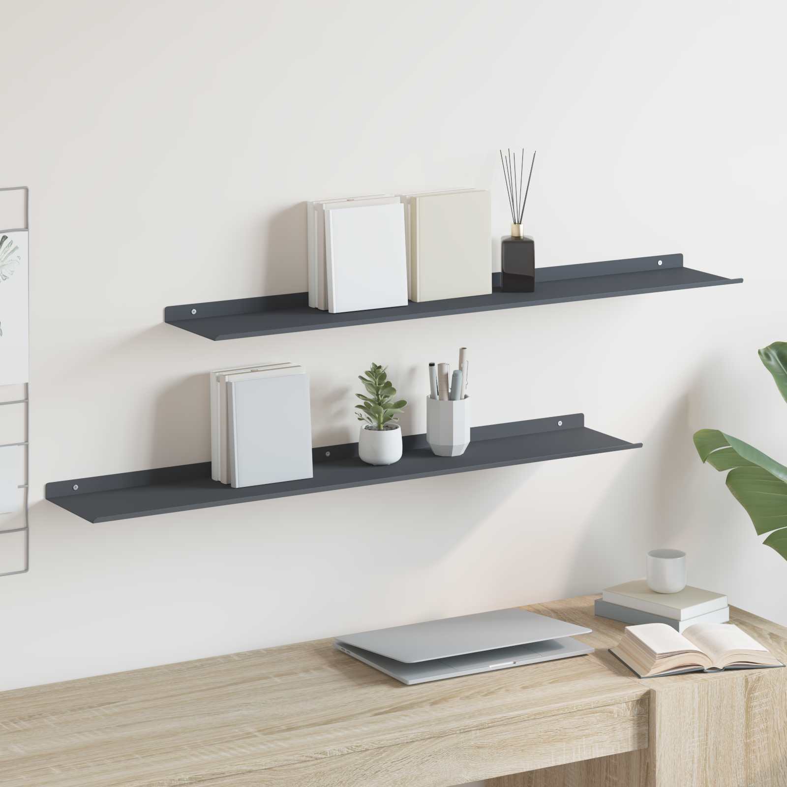 Estante flotante 2 pcs 100 x 18 x 2,5 cm Acero